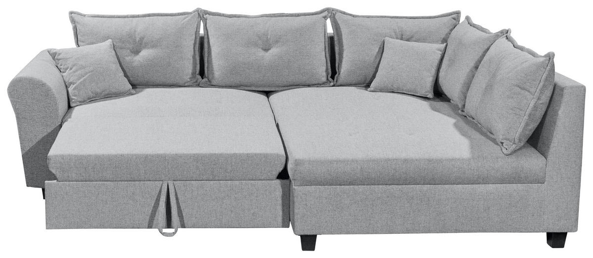 ECKSOFA in Webstoff Grau  - Schwarz/Grau, Modern, Kunststoff/Textil (252/175cm) - Livetastic