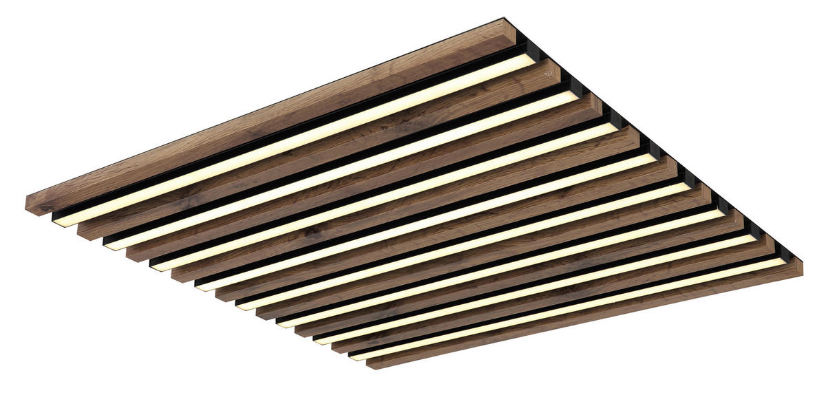 LED-DECKENLEUCHTE    60/60/6 cm  - Weiss/Dunkelbraun, Natur, Holzwerkstoff/Kunststoff (60/60/6cm) - Globo