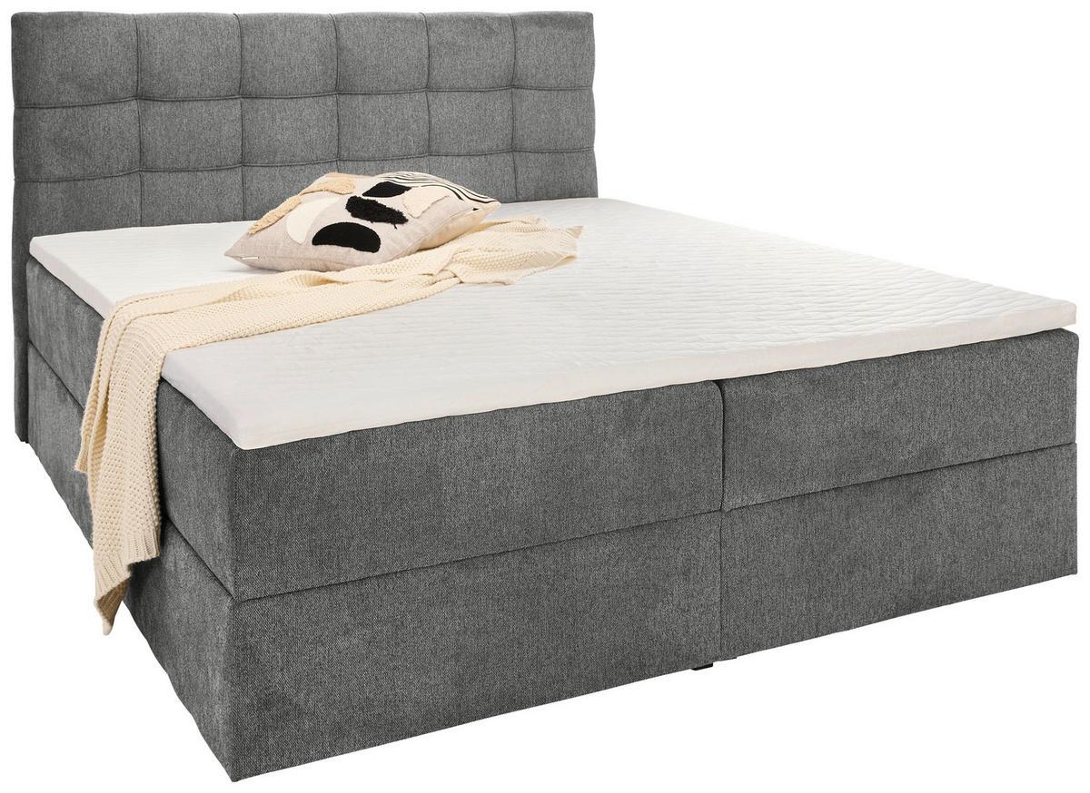 AMERICKÁ POSTEĽ, 180/200 cm, sivá - čierna/sivá, Konventionell, textil/plast (180/200cm) - Boxxx