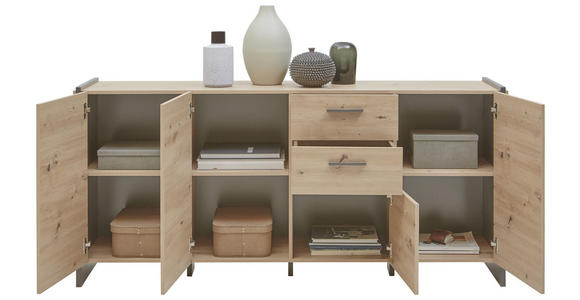 SIDEBOARD 187/86/41 cm  in Eiche Artisan  - Eiche Artisan/Grau, Design, Holzwerkstoff/Kunststoff (187/86/41cm) - Hom`in