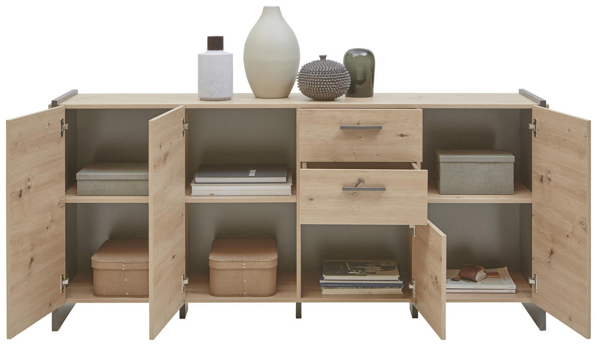 SIDEBOARD  in 187/86/41 cm  - Eiche Artisan/Grau, Design, Holzwerkstoff/Kunststoff (187/86/41cm) - Hom`in