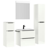 BADEZIMMER 5-teilig  in 121 cm  - Weiß Hochglanz/Schwarz, MODERN, Holzwerkstoff/Stein (121cm) - Nobilia