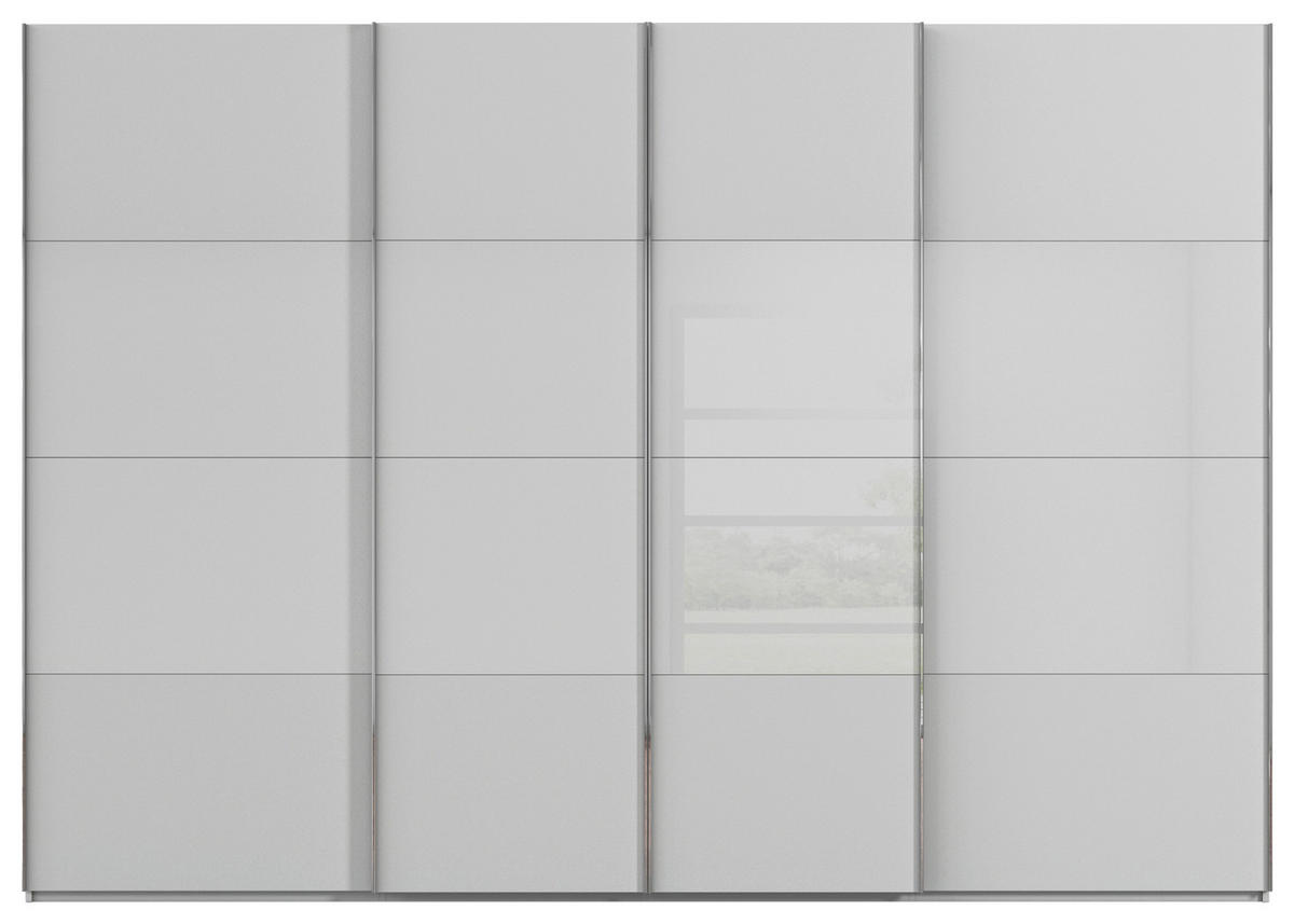 SCHWEBETÜRENSCHRANK 316/223/68 cm 4-türig Grau  - Chromfarben/Grau, KONVENTIONELL, Glas/Holzwerkstoff (316/223/68cm) - Novel