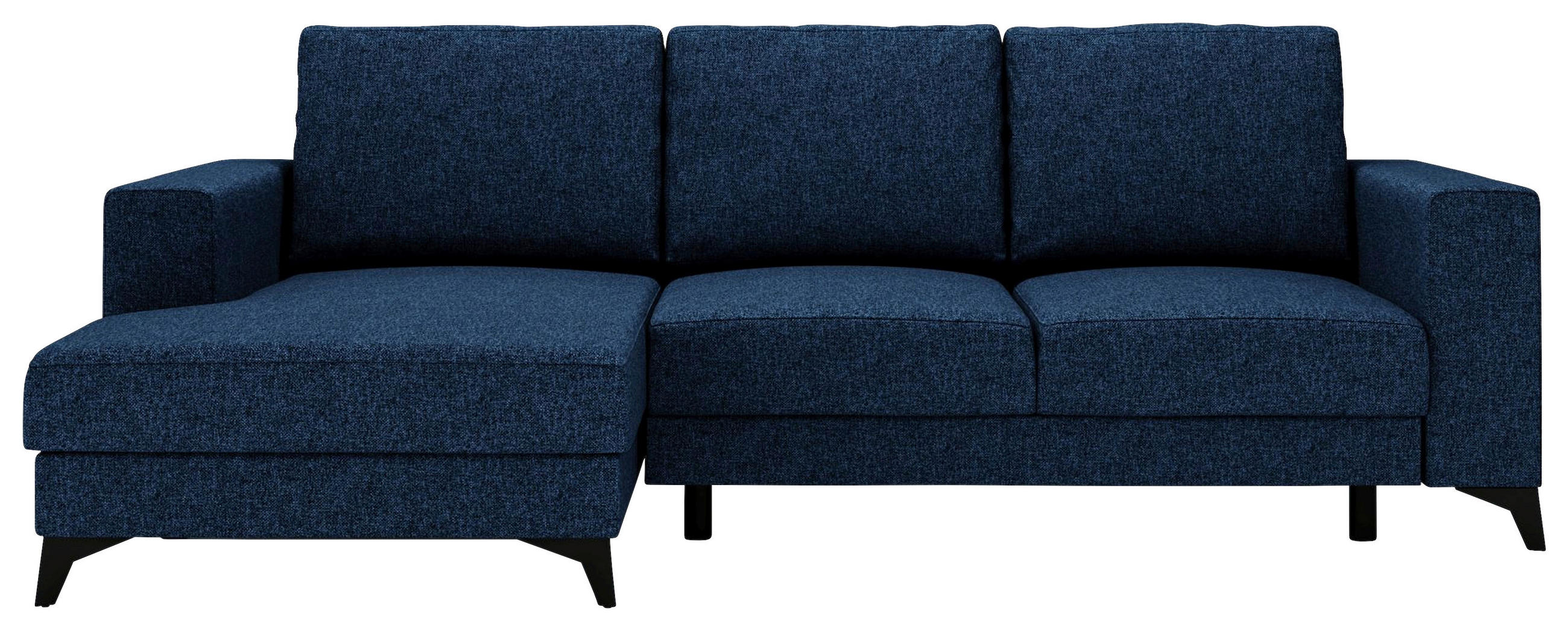 ECKSOFA Blau Flachgewebe Rückenkissen, Bettkasten  - Blau/Schwarz, Design, Textil/Metall (156/244cm) - Livetastic
