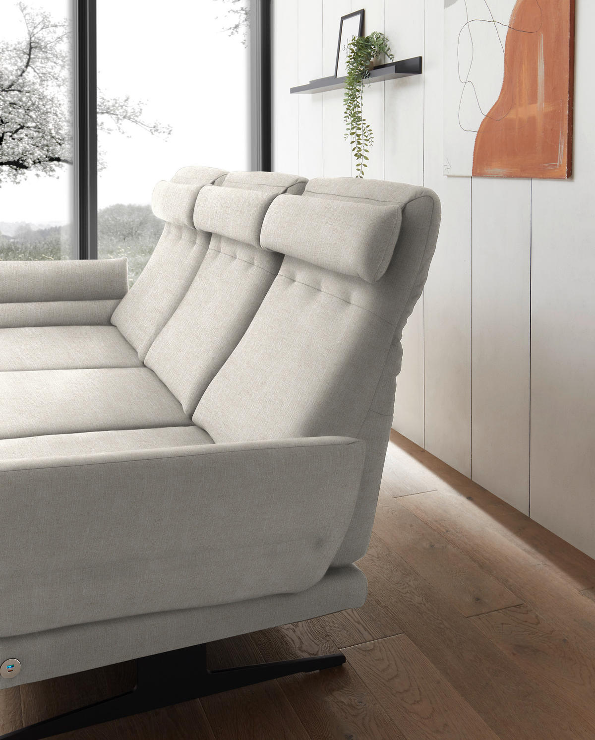 ECKSOFA  in Flachgewebe Naturfarben  176-217/279-327 cm  - Schwarz/Naturfarben, Design, Textil/Metall (176-217/279-327cm) - Dieter Knoll