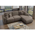 ECKSOFA Taupe Cord  - Taupe/Chromfarben, KONVENTIONELL, Kunststoff/Textil (293/195cm) - Carryhome