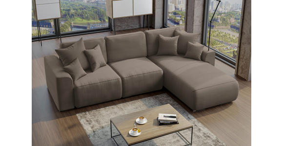 ECKSOFA Taupe Cord  - Taupe/Chromfarben, KONVENTIONELL, Kunststoff/Textil (293/195cm) - Carryhome