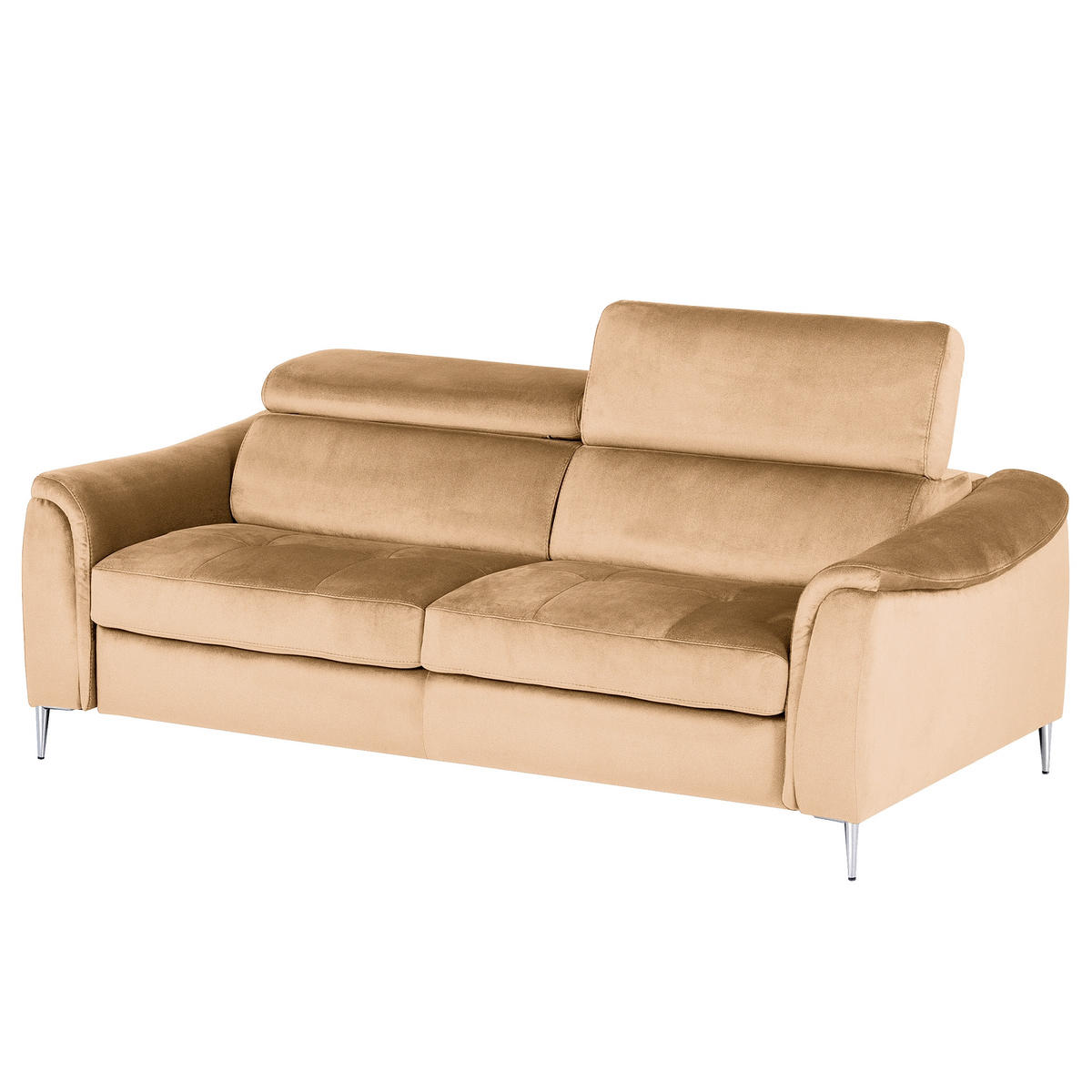 SCHLAFSOFA Samt Beige  - Chromfarben/Beige, Design, Textil/Metall (203/77-98/103cm) - MID.YOU