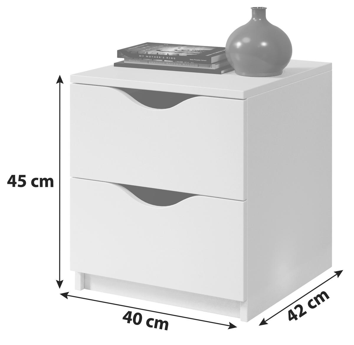 SÄNGBORD i vit  - vit/svart, Basics, trämaterial/plast (40/45/42cm) - Best Price