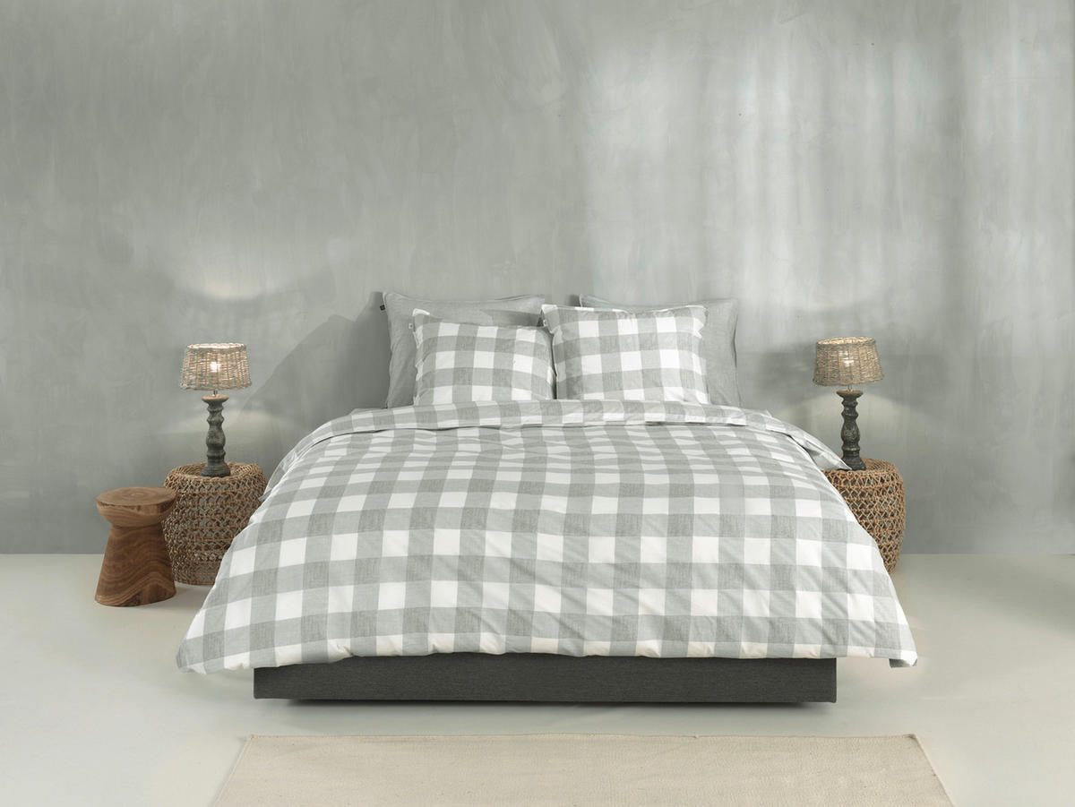 BETTWÄSCHE 2-teilig Quattro-di-Lino Renforcé 135/200 cm  - Hellgrau, Basics, Textil (135/200cm)