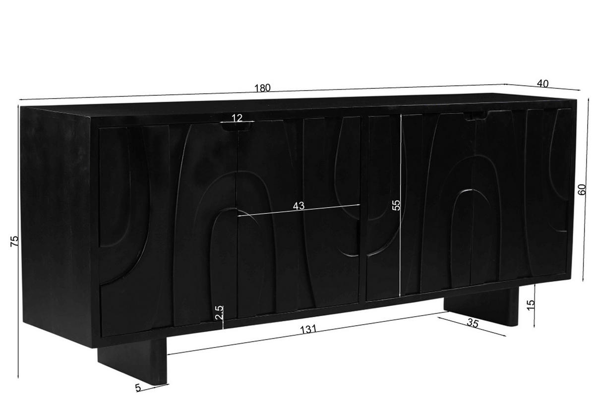 SIDEBOARD 180/76/43 cm  - Schwarz, Design, Holz (180/76/43cm) - MID.YOU