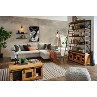 ECKSOFA in Chenille Hellgrau  - Hellgrau/Schwarz, Konventionell, Textil/Metall (265/184cm) - Hom`in
