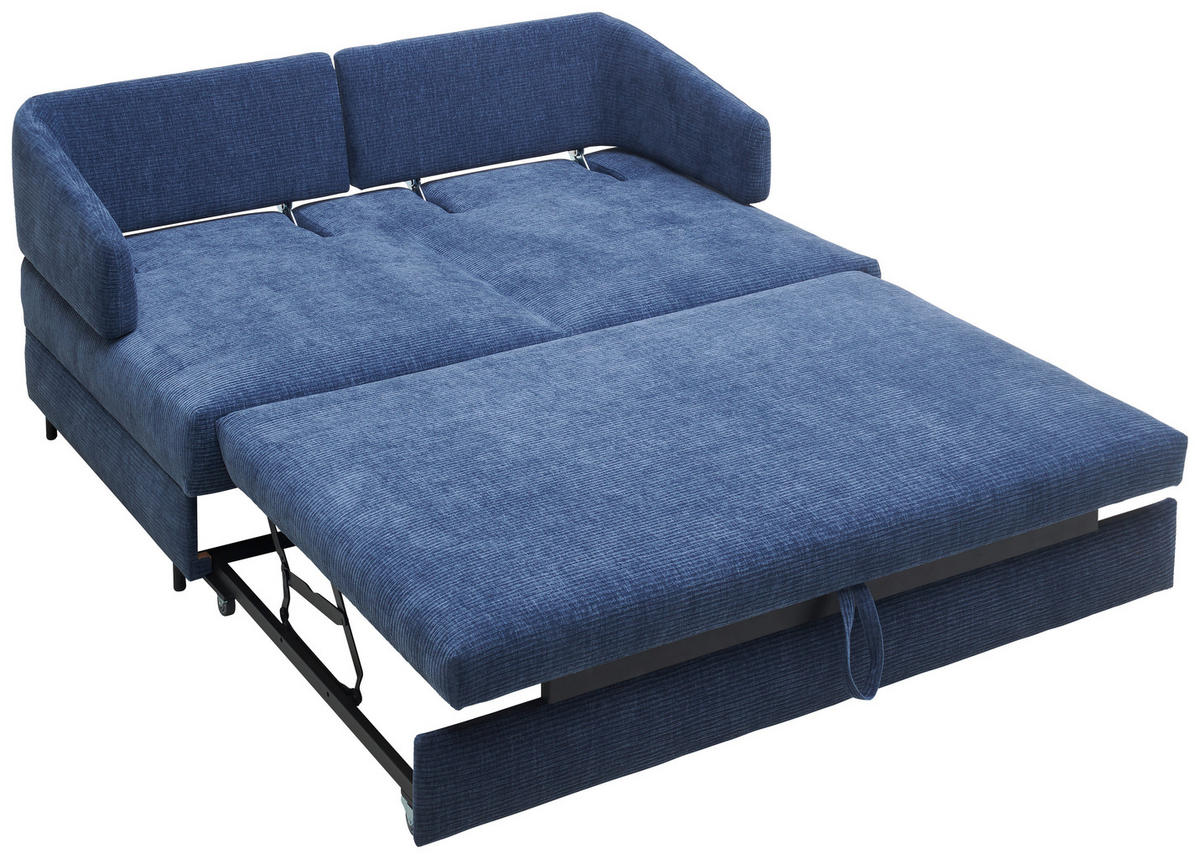 SCHLAFSOFA in Textil Blau  - Blau/Schwarz, Design, Textil/Metall (172/76-89/112-120cm) - Bali