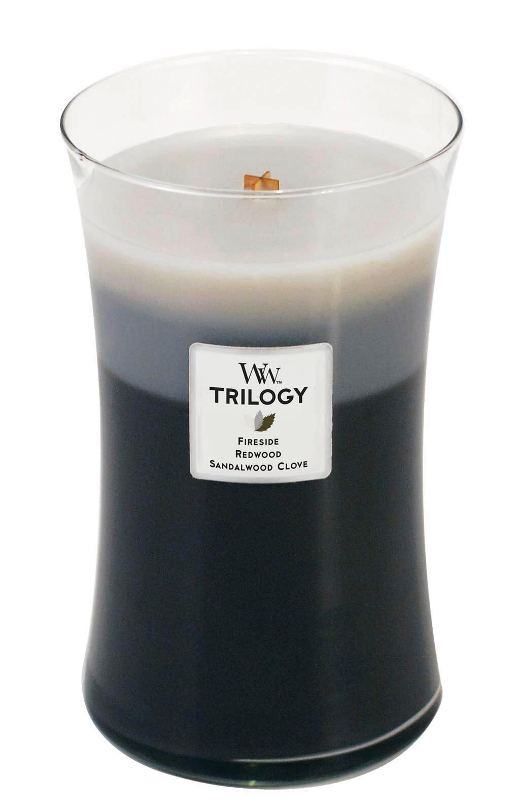 DIŠEČA SVEČA - večbarvno, Basics, steklo/les (10/18/10cm) - WoodWick