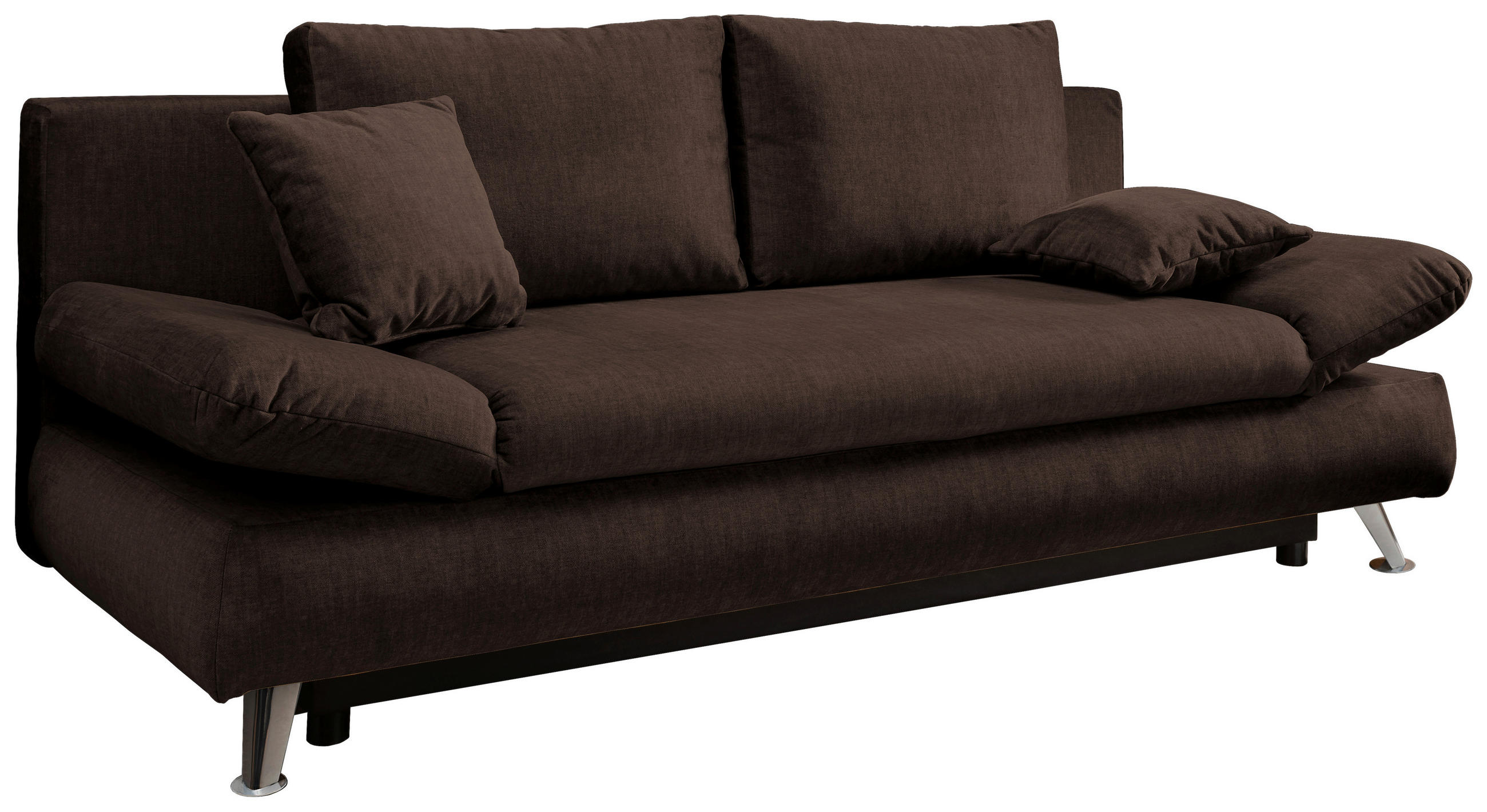 SCHLAFSOFA in Webstoff Dunkelbraun  - Chromfarben/Dunkelbraun, Modern, Textil/Metall (208/86/95cm) - Livetastic