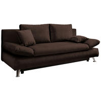 SCHLAFSOFA in Webstoff Dunkelbraun  - Chromfarben/Dunkelbraun, Modern, Textil/Metall (208/86/95cm) - Livetastic