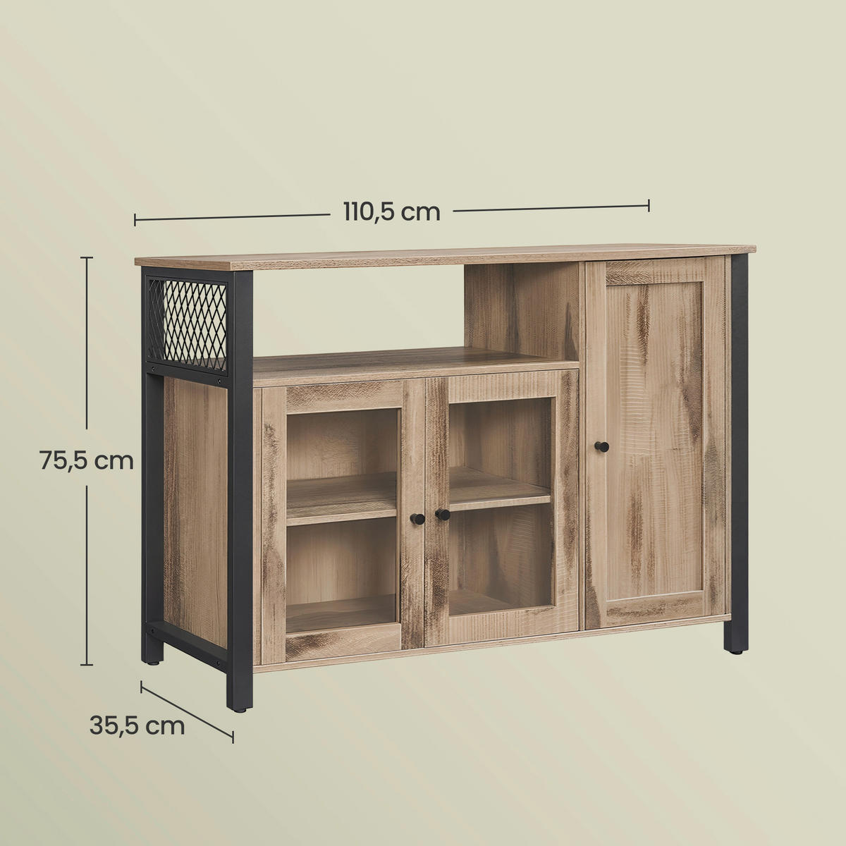 ANRICHTE Dekorfolie Braun, Schwarz  - Schwarz/Braun, Trend, Glas/Holzwerkstoff (110/75/33cm) - Boxxx