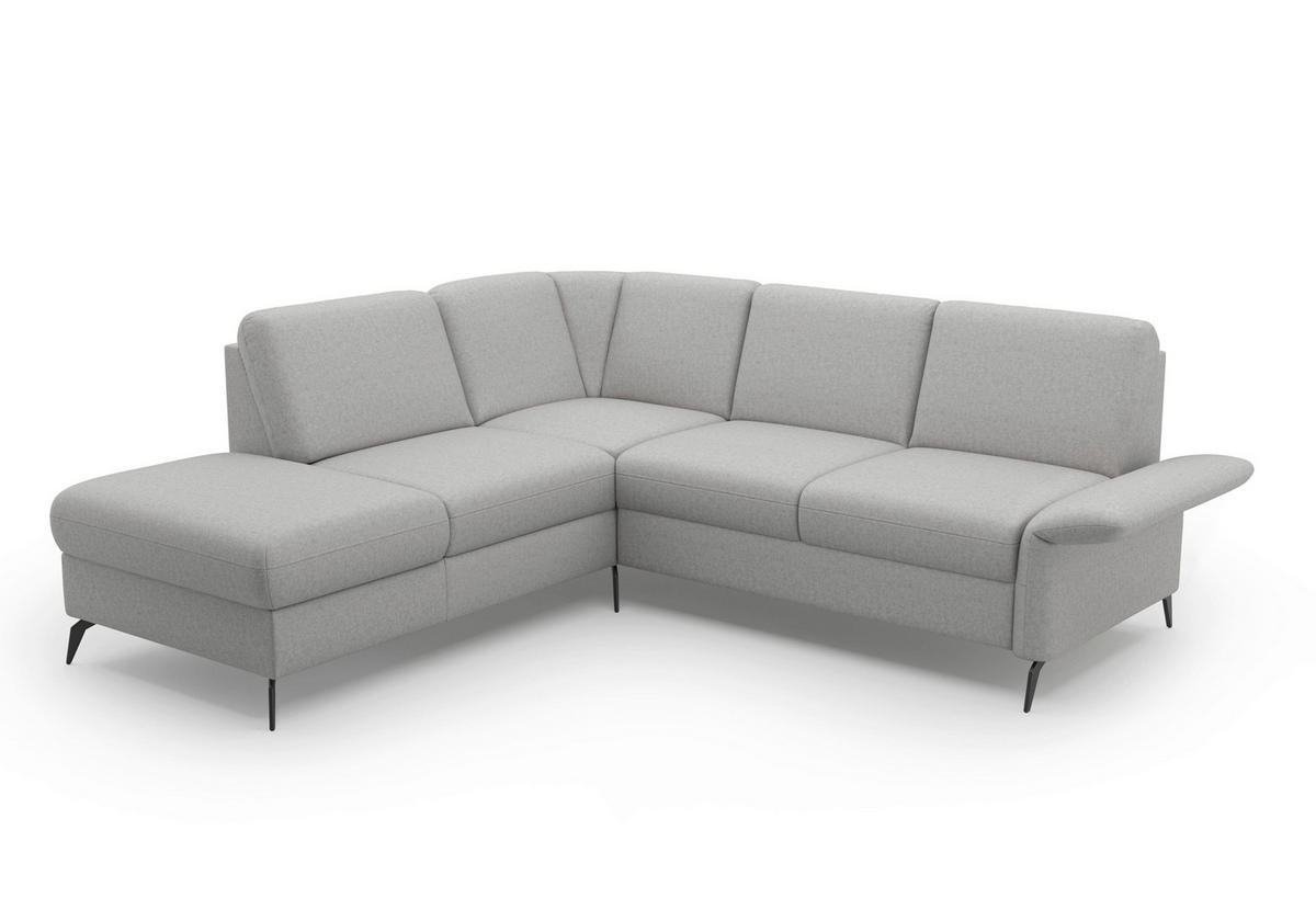 ECKSOFA ROCHELLE E Hellgrau Flachgewebe  - Hellgrau/Schwarz, KONVENTIONELL, Textil/Metall (216/240cm) - Sit & More