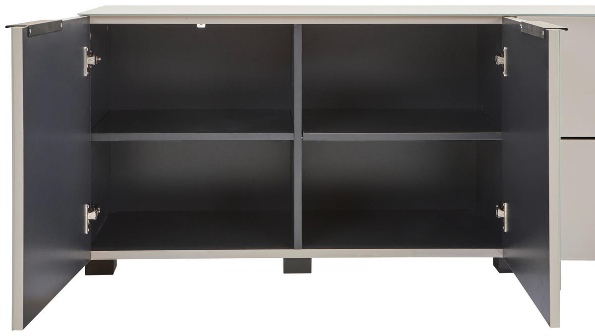 LOWBOARD  in 225/54.7/42 cm  - Kaschmir/Schwarz, Design, Glas/Holzwerkstoff (225/54.7/42cm) - Novel