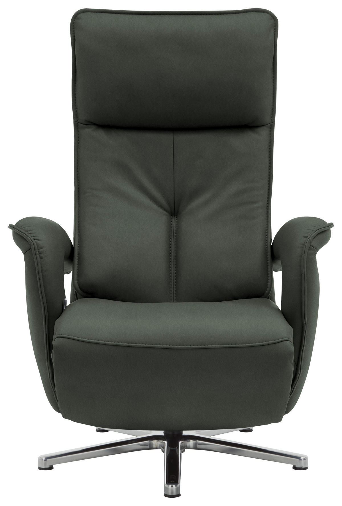 RELAXSESSEL in Leder Dunkelgrün  - Chromfarben/Dunkelgrün, Design, Leder/Metall (77/110/87cm) - Valdera
