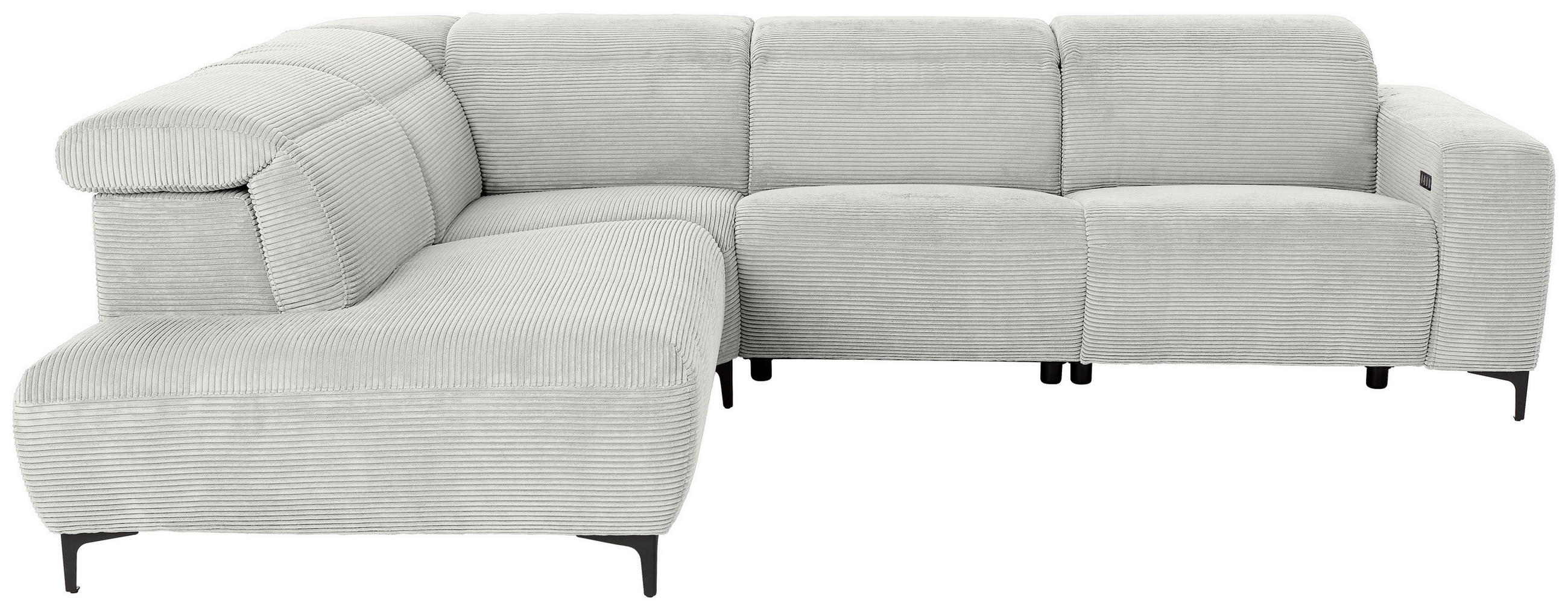 ECKSOFA in Cord Weiss  - Weiss/Schwarz, Design, Textil (223/290cm) - Pure Home Lifestyle