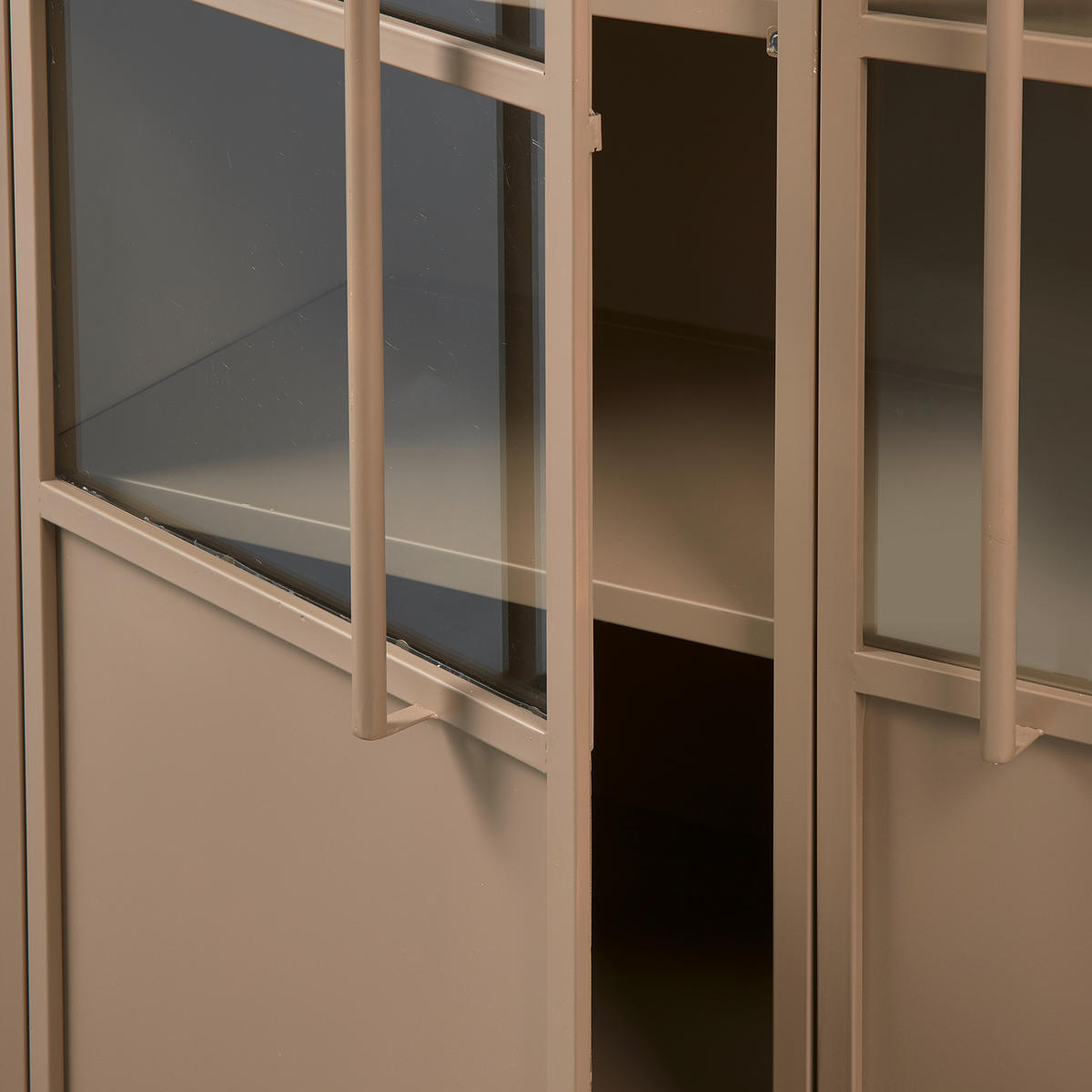 VITRINE in Khaki  - Khaki, Design, Glas/Metall (99/170/44cm) - Livetastic