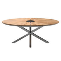 GARTENTISCH Holz, Metall oval  - Edelstahlfarben/Naturfarben, MODERN, Holz/Metall (200/75/120cm) - Ambia Garden