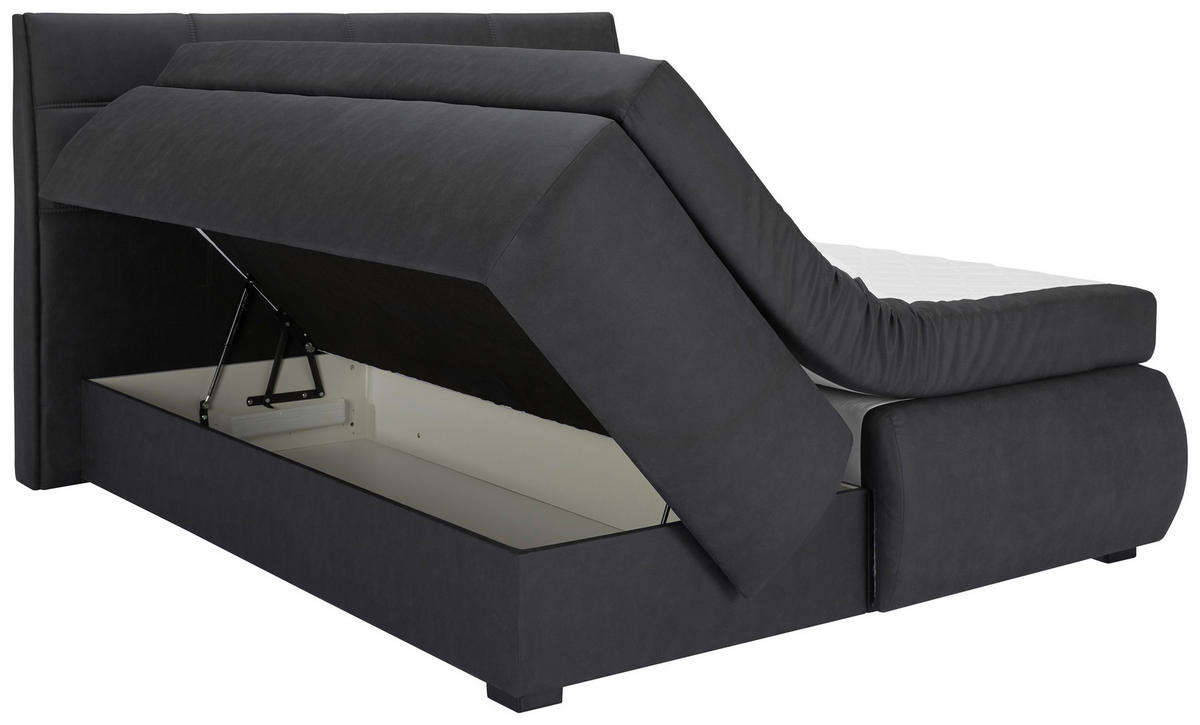 Boxspring, 160/200 cm, gri - negru/gri, Konventionell, textil/material pe bază de lemn (160/200cm) - Xora