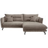 ECKSOFA Graubraun Cord  - Graubraun/Schwarz, MODERN, Textil/Metall (255/180cm) - Livetastic