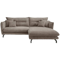 ECKSOFA in Cord Graubraun  - Graubraun/Schwarz, Modern, Textil/Metall (255/180cm) - Livetastic