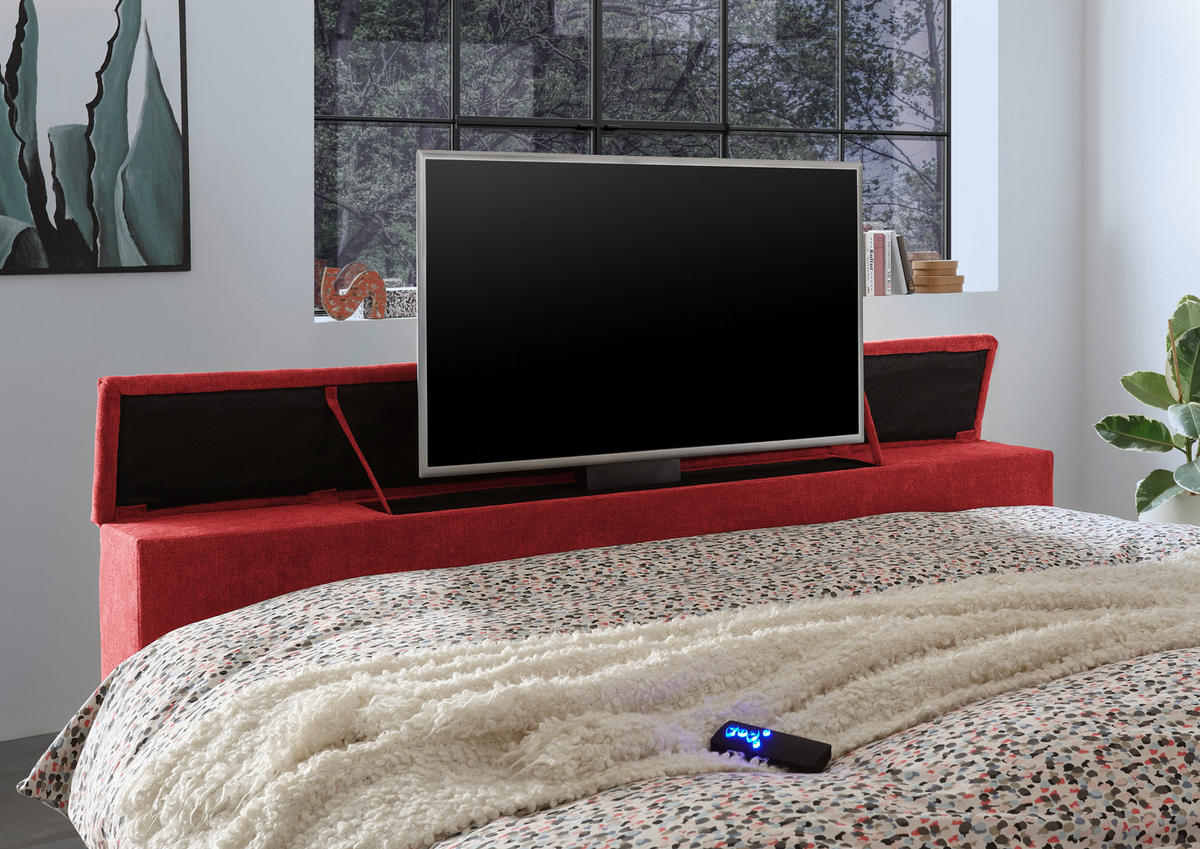 BOXSPRING-ÁGY 180/200 cm  piros  - piros, Konventionell, textil (180/200cm) - Carryhome