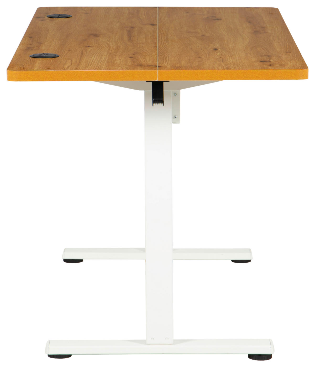 SCHREIBTISCH 140/70/72/118 cm Weiss, Eichefarben höhenverstellbar elektrisch höhenverstellbar  - Weiss/Eichefarben, Modern, Holzwerkstoff/Metall (140/70/72/118cm) - Livetastic