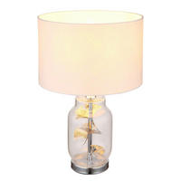 STOLNÁ LAMPA, E27, 25/38 cm  - priehľadné/biela, Konventionell, kov/textil (25/38cm) - Globo
