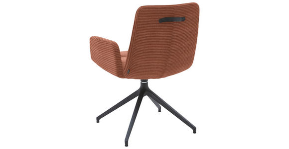 ARMLEHNSTUHL  Lederauswahl, Stoffauswahl, Sitzfläche 180° drehbar Cord  - Rostfarben/Schwarz, Design, Textil/Metall (61/88/66cm) - Dieter Knoll