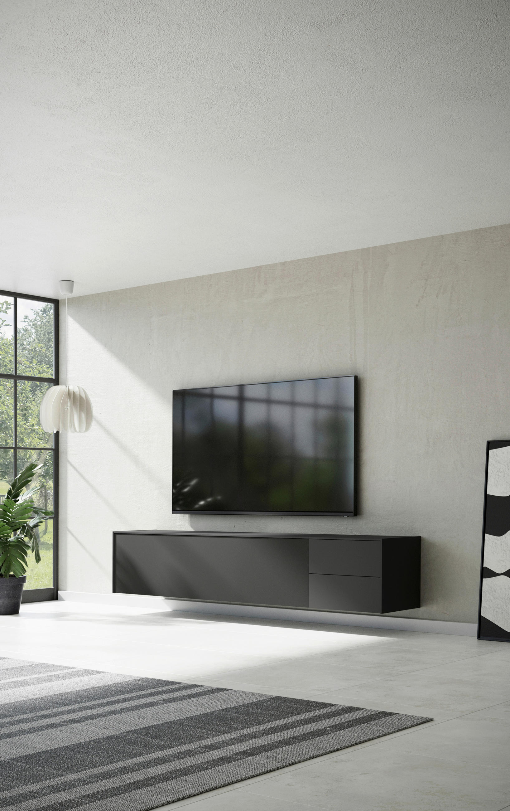 TV-ELEMENT - Schwarz, MODERN, Holzwerkstoff (258/50/50cm) - Carryhome