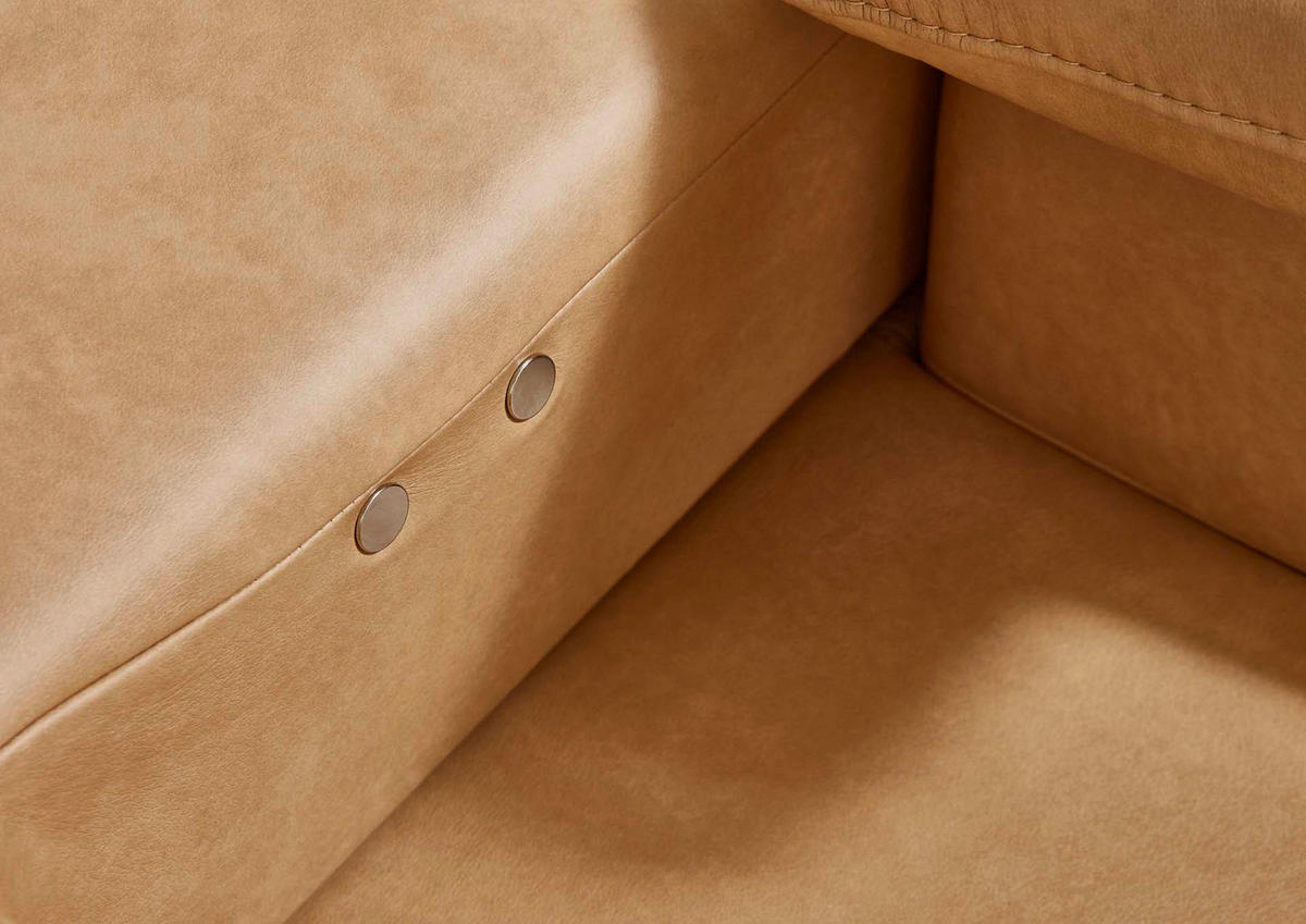 ECKSOFA Honig Echtleder  - Schwarz/Honig, Design, Leder/Metall (180/310cm) - Dieter Knoll