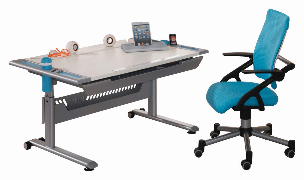 JUGENDSCHREIBTISCH 120/70/53-79 cm  in Blau, Weiss  - Blau/Weiss, Basics, Holzwerkstoff/Kunststoff (120/70/53-79cm) - Paidi