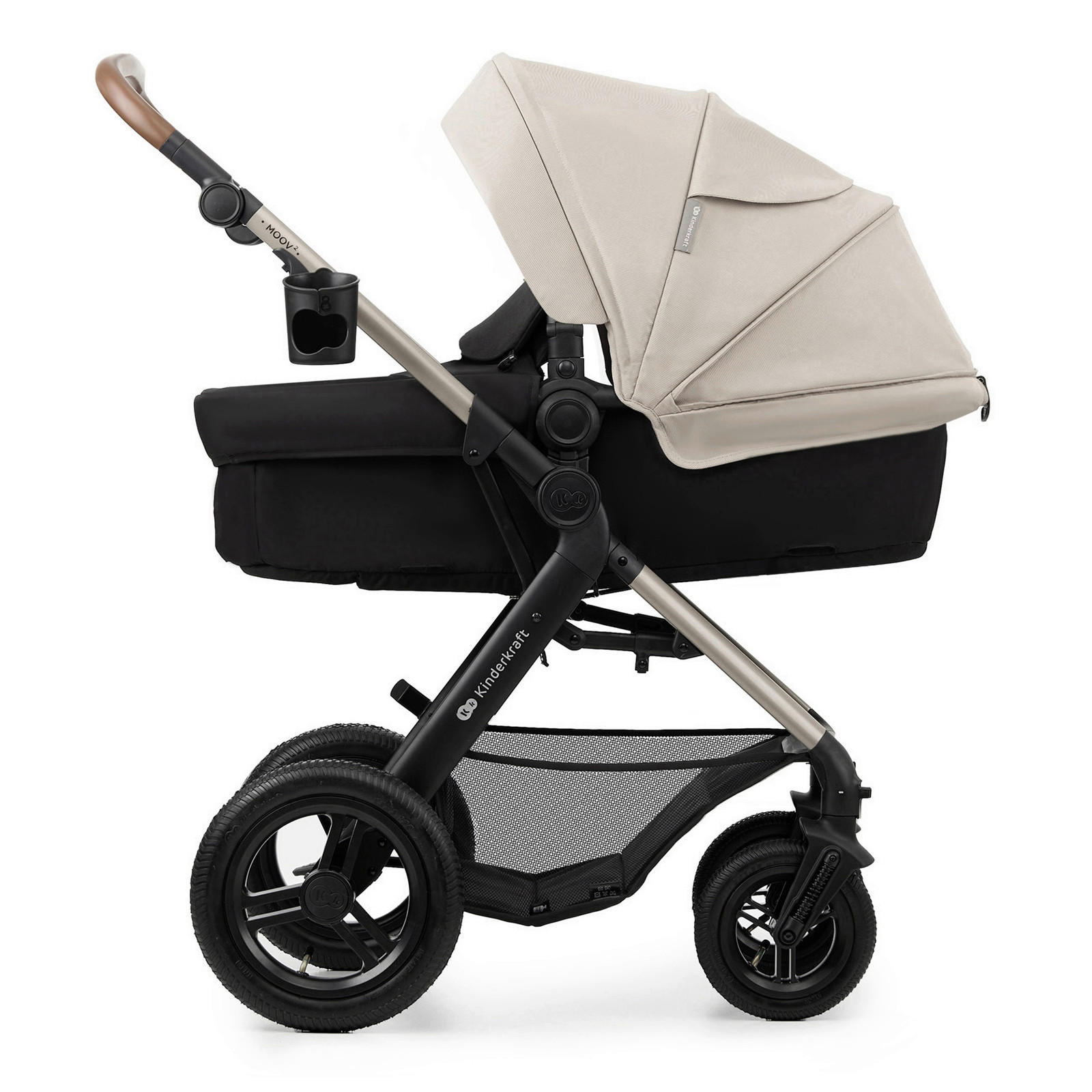 KINDERWAGENSET Moov 2 Air 3in1  - Greige/Goldfarben, Basics, Textil/Metall (60/86,5/106cm) - Kinderkraft