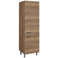 GESCHIRRSCHRANK 60/216,6/58 cm  Eiche dunkel  - Eiche dunkel/Schwarz, Modern, Holzwerkstoff/Metall (60/216,6/58cm) - Nobilia