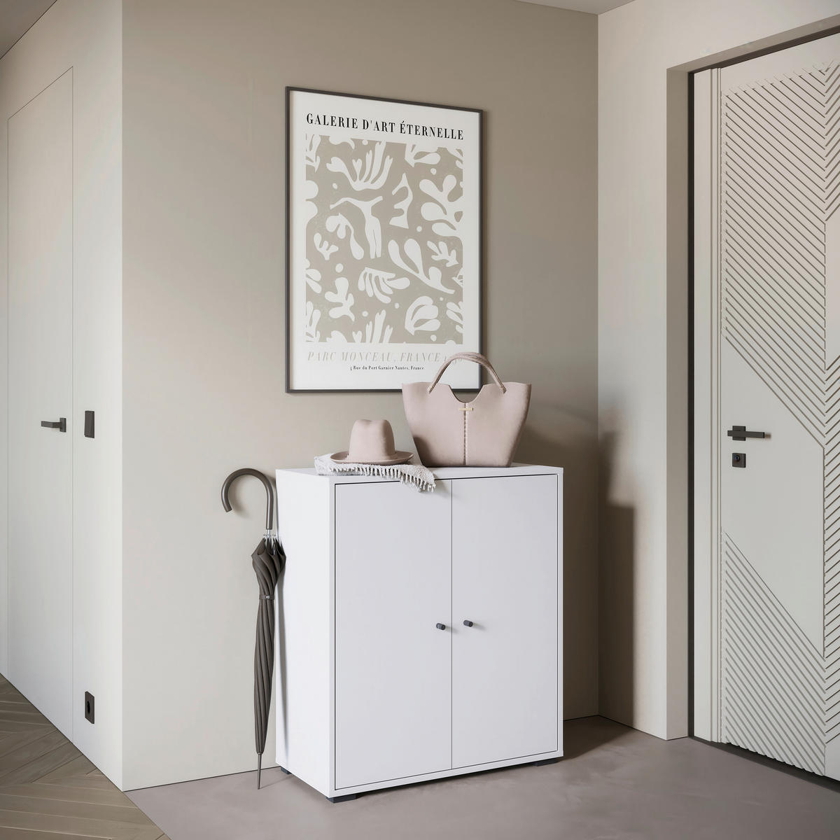 SKOSKÅP  i 70/80/33 cm  - vit/svart, Basics, metall/trämaterial (70/80/33cm) - P & B