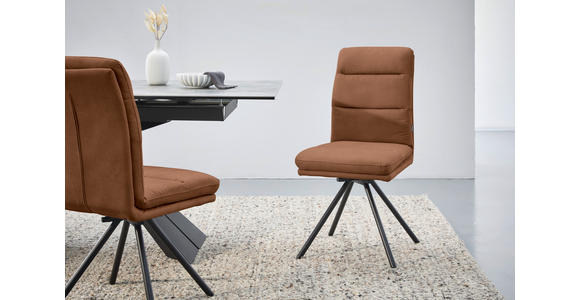STUHL - Cognac/Schwarz, Design, Textil/Metall (46/92,5/65cm) - Cantus