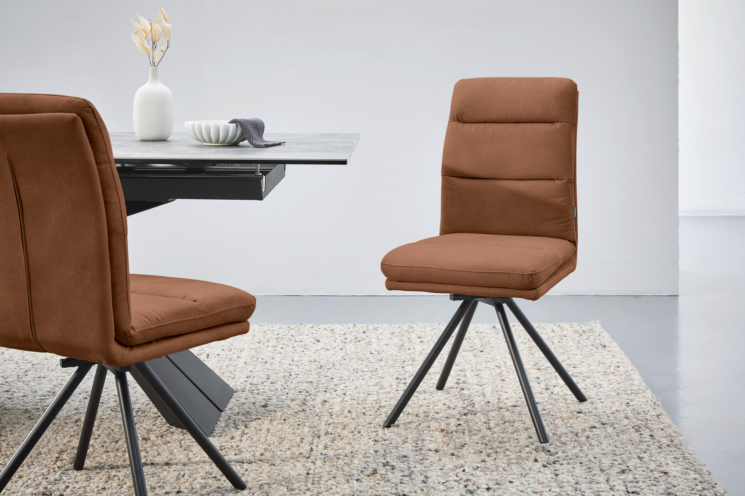 STUHL - Cognac/Schwarz, Design, Textil/Metall (46/92,5/65cm) - Cantus