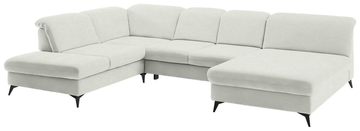 WOHNLANDSCHAFT  in Chenille Naturfarben  - Schwarz/Naturfarben, Design, Textil/Metall (255/369/198cm) - Beldomo Style