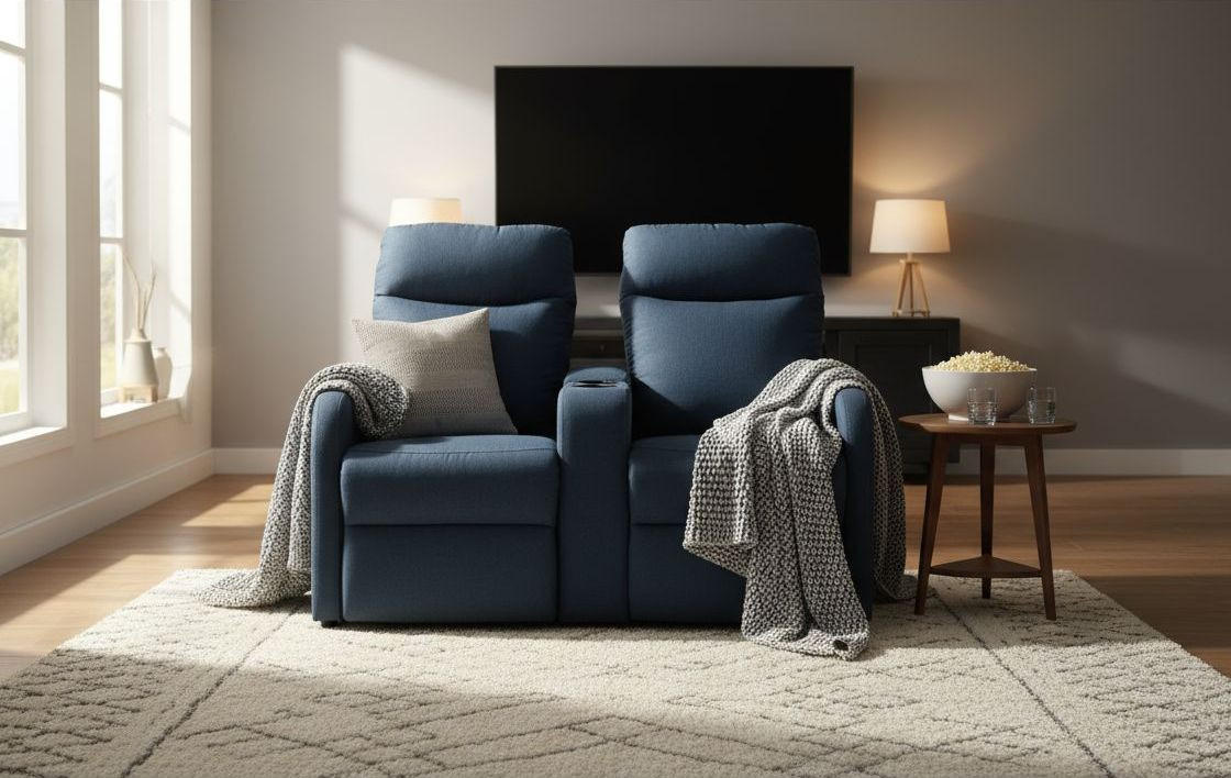 POHOVKA K DOMÁCEMU KINU, textil, modrá - čierna/modrá, Design, kov/textil (128/95/92cm) - P & B