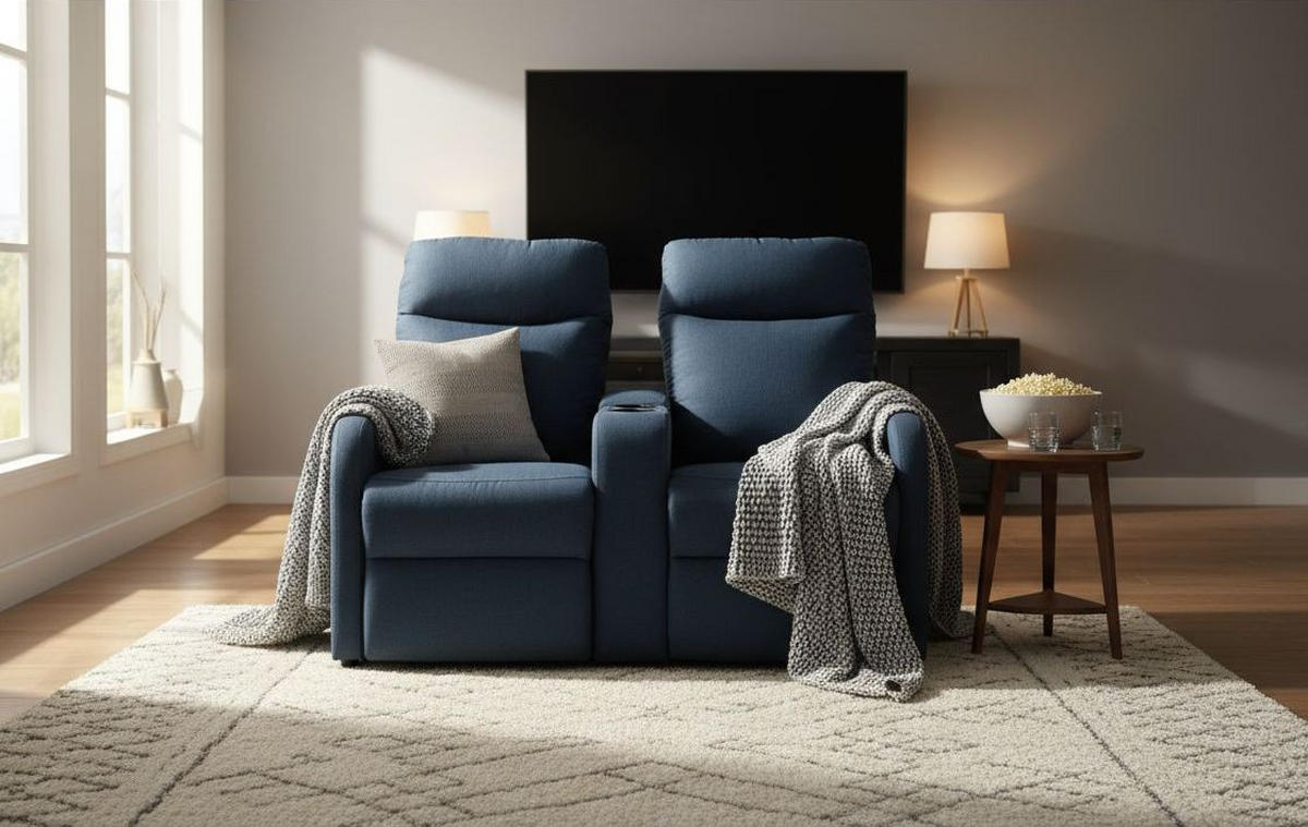 SOFA ZA KUĆNI KINO tekstil  plava   - crna/plava, Design, tekstil/metal (128/95/92cm) - P & B