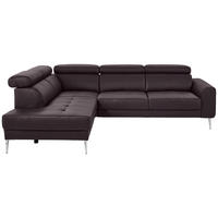 ECKSOFA in Echtleder Braun  - Chromfarben/Braun, Design, Leder/Metall (213/262cm) - Hom`in
