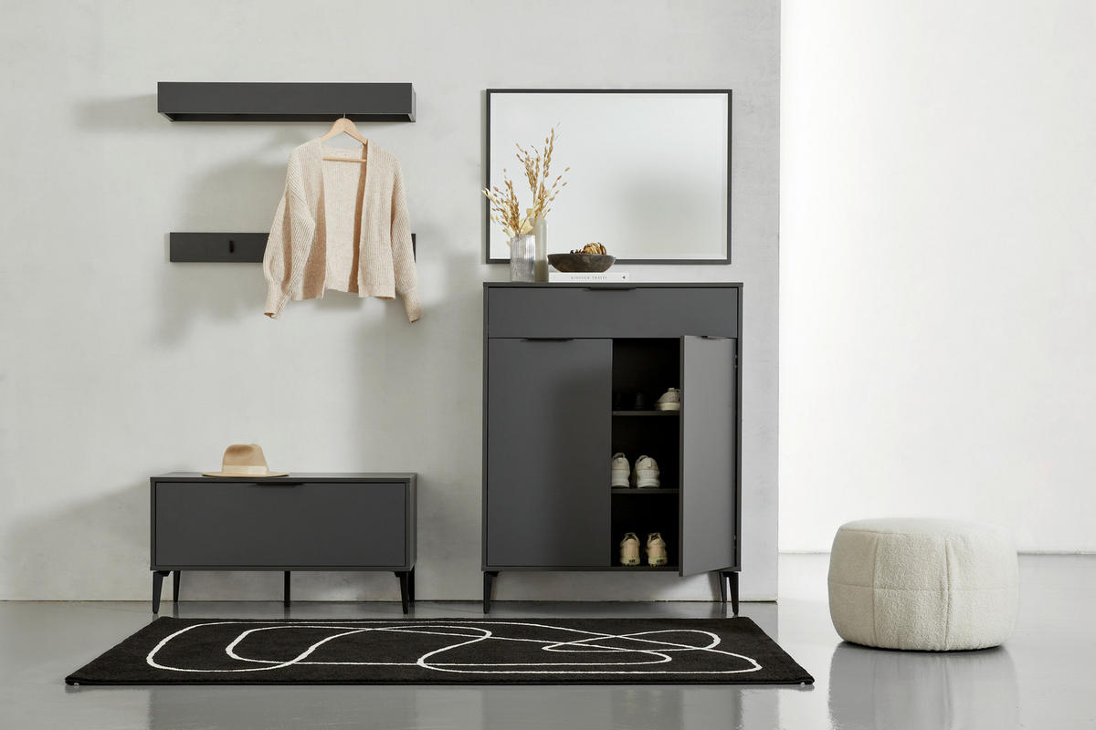 GARDEROBENBANK 92/48/40 cm  - Anthrazit/Schwarz, Modern, Holzwerkstoff/Metall (92/48/40cm) - Hom`in