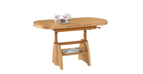 COUCHTISCH Kernbuche furniert 125-166/71/56-75 cm oval Buchefarben  - Buchefarben, KONVENTIONELL, Holzwerkstoff/Metall (125-166/71/56-75cm) - Venda