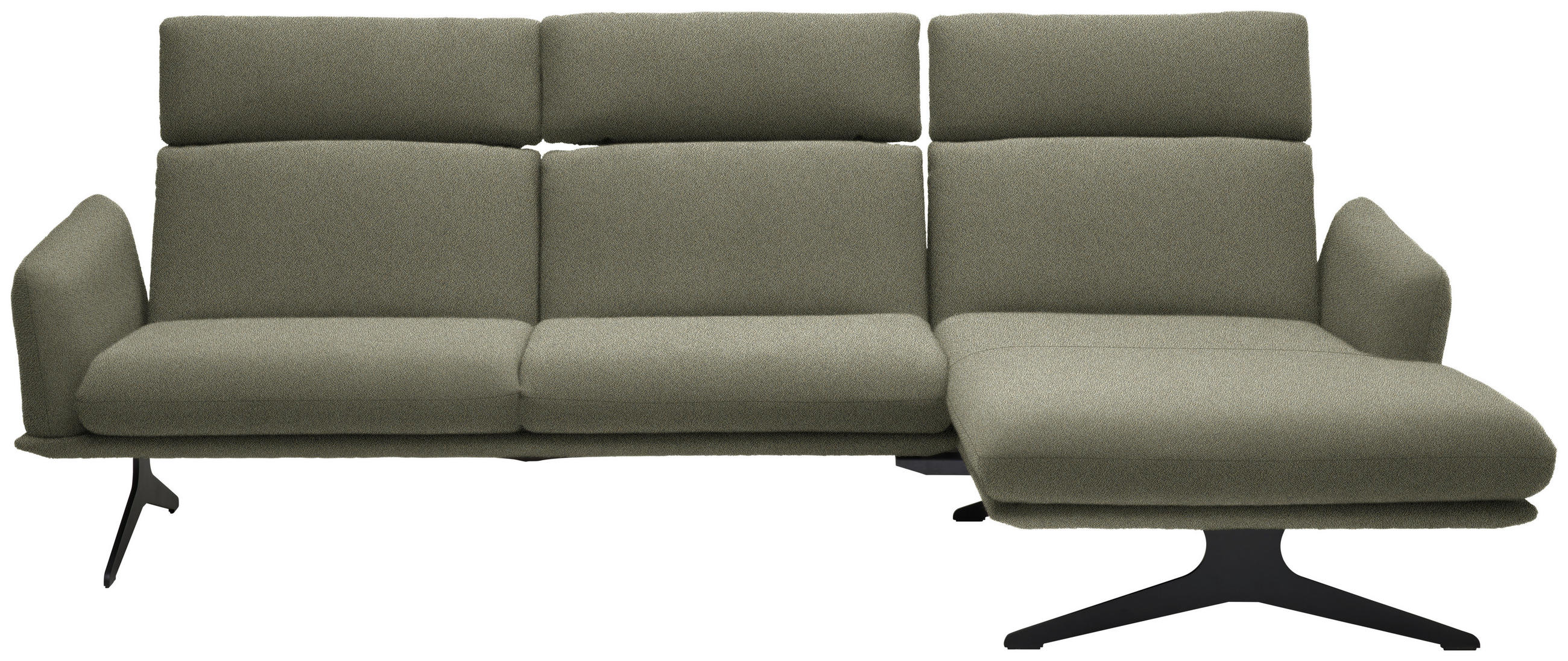 ECKSOFA in Flachgewebe Greige  - Greige/Schwarz, Design, Textil/Metall (259/152cm) - Dieter Knoll