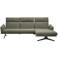 ECKSOFA in Flachgewebe Greige  - Greige/Schwarz, Design, Textil/Metall (259/152cm) - Dieter Knoll